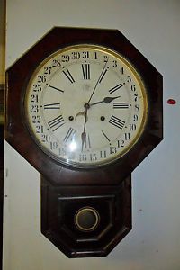 Antique Waterbury Clock Co Calendar Regulator Wall Clock