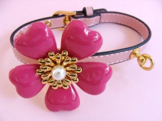Juicy Couture Pink Flower Leather Dog Collar S