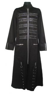 Mens Dead Threads Trench Coat Cyber Punk Gothic Zip