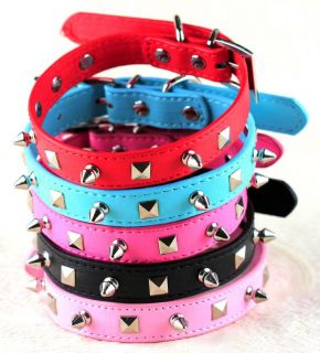 5 Color Spiked Studs PU Leather Dog Puppy Collars XS s M L for Small Dog Collars