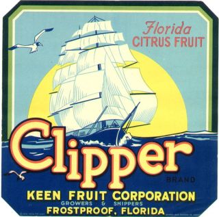 Clipper Vintage Citrus Crate Label Frostproof FL SHIP