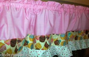Custom Made Pink Kitchen Girls Bedroom Cupcake Window Treatment Curtain Set