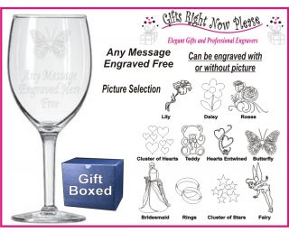 Engraved Wine Glass Boxed Bride Groom Wedding Gift Present