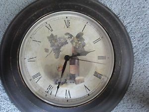 Wall Clock Battery Operated Wine Cheese Grapes Wine Glass GUC See Pictures Look