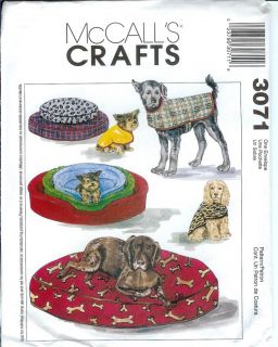McCalls Craft Pet Dog Cat Bed Clothes Sewing Pattern