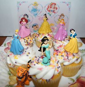 Disney Princess Set of 7 Cake Toppers Cupcake Toppers Party Decorations w Rajah