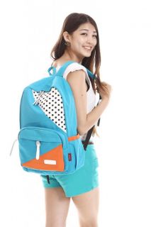 Teenage Girls Boys School Bag Book Bag Backpack Pollkadot Canvas Messenger