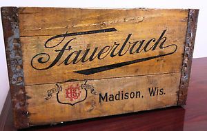 Vintage Wooden Fauerbach Beer Case Box Crate Madison Wisconsin