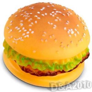 Pets Dog Puppy Squeaky Rubber Hamberger Sandwich Burger Sesame Design Chew Toy