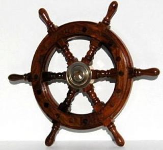 13" Nautical Decor Wood Pirate SHIP SHIP's Boat Wheel