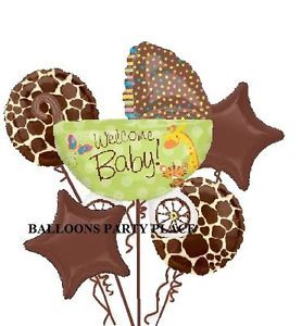 Fisher Price Baby Shower Buggy Carriage Balloons Chocolate Giraffe Decorations