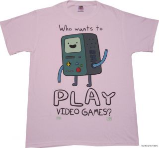 Licensed Adventure Time BMO Who Want's to Play Video Games Adult Shirt s XL