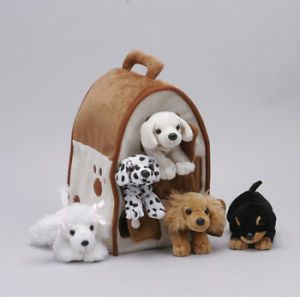 Unipak Design 12" Dog House Plush Stuffed Animal Toy Poodle Lab Puppy Dog 7166DO