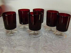 Ruby Red Glass Luminarc France Wine Glasses Set of 6