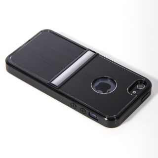 Luxury Brushed Metal Aluminum Chrome Hard Case for iPhone 5 5g 6th Stylus Black