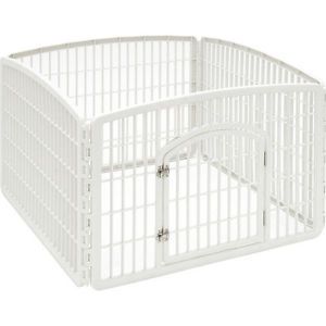 Iris CI 604 Dog Pet Exercise Play Pen Fence Yard Kennel Gate Cage White