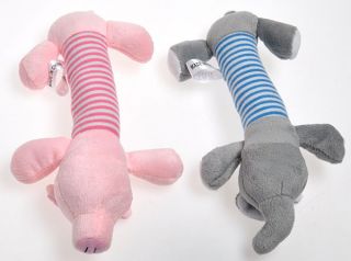 New 2 Dog Toys Pet Puppy Chew Squeaker Squeaky Plush Sound Pig Elephant Toys