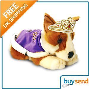 Keel Toys 30cm Queens Corgi Dog Puppy with Cape Crown Soft Plush Cuddly Toy