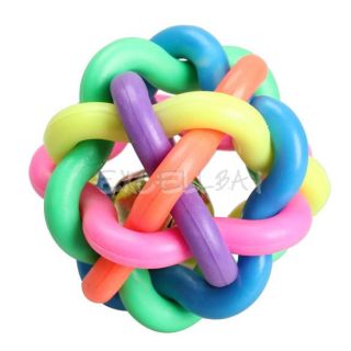 New Pet Dog Cat Toy Colorful Rubber Round Ball with Small Bell Toy E0XC