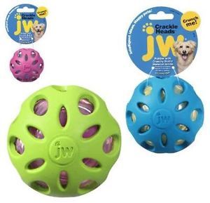 Large Crackle Heads JW Pet Rubber Crinkle Ball Asst Colors Dog Puppy Toy