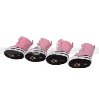 No 5 Pink Pet Dog Puppy Shoes Canvas Shoes Boots Sport Sneakers Rubber Sole