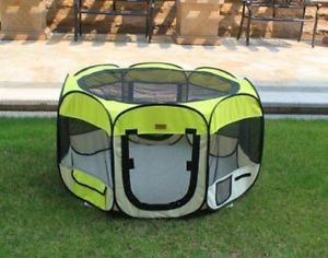 New Large Yellow Pet Dog Cat Tent Playpen Exercise Play Pen Soft Crate