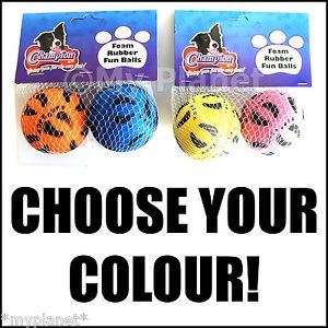Champion Foam Hard Rubber Mini Fun Balls Pet Dog Play Fun Toy Twin Pack 6cm New