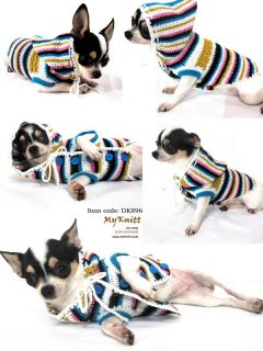 Dog Hood Sweater Puppy Rain Coats Hoodie Cat Cute Unique Handmade Crochet D896