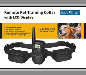 New LCD Shock Vibra Remote No Bark Pet Dog Training Collar 300M 998D