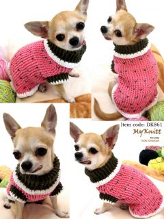 Handmade Hand Knit Crochet Dog Puppy Maltese Shih Tzu Vest Shirt Sweater D861