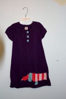 Mini Boden Purple Dog Sweater Dress Size 7 8