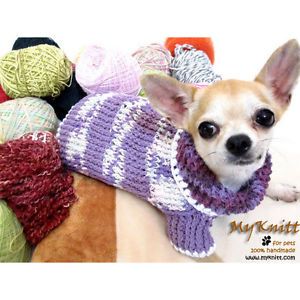 XXS XS Handmade Crochet Dog Doggie Shirt Clothes Sweater D864 Chihuahua Poodle