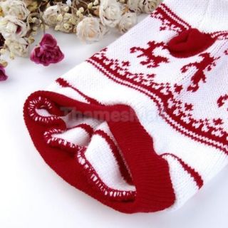 Pet Dog Hooded Sweater Knit Apparel Reindeer Clothes L