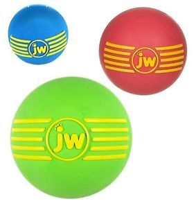 Lot of 3 Large Isqueak Balls JW Pet Rubber Bouncy Squeaker Dog Toys
