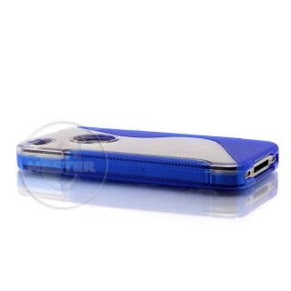 S Line Clear Hard Case Cover iPhone 4 Blue Free Gift