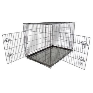 48" Kennel 2 Doors Folding Dog Puppy Crate Cage Metal Tray Mat Pad Warm Bed BR