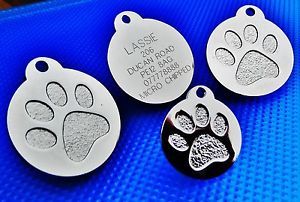 30mm Glitter Paw Dog Pet ID Tag Disc Dog Tag or Cat Tag Engraved Free