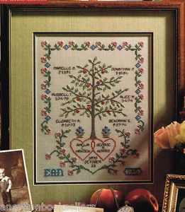 Pattern to Make Pretty Flowers Family Tree Genealogy Chart Cross Stitch Pattern