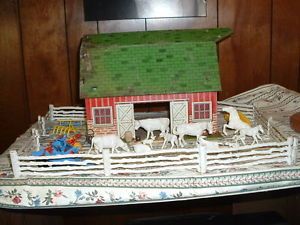 Lazy Day Farm Vintage Tin Toy Animals Fence Tractor Implements 39 PC