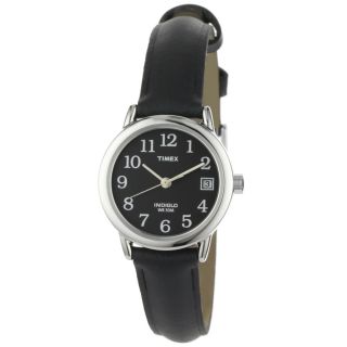 Timex T2N525 Women's Elevated Classics Black Dial Black Leather Strap Date Watch