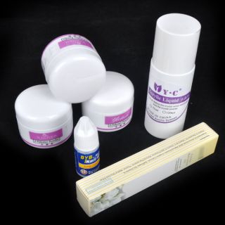 Full Acrylic Powder Liquid Kits Nail Art Tips Kit Cuticle Revitalizer Oil