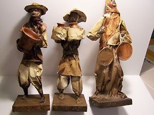 Paper Mache Mexican Folk Art Figurines Set of Three