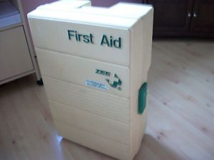 Huge 2 Sided Zee Medical First Aid Kit Cabinet Wall Mount Top Handle Industrial