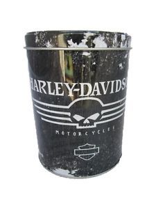 Retro Harley Davidson Skull Collectors Tin Food Storage Canister H 13cm Black