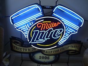 Huge RARE Miller Lite Beer Harley Davidson Motorcycles Motor Engine Neon Sign