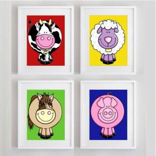 Kids Art Paper Prints for Nursery Farm Animals