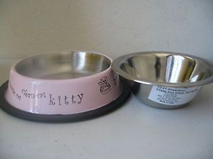 Cat Bowl Pink Stainless Steel 8oz 10inch Diameter Bowl Water Food 59063