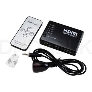 5 Port HDMI Switch Selector Splitter Hub Switcher Remote for HDTV PS3 1080p DVD