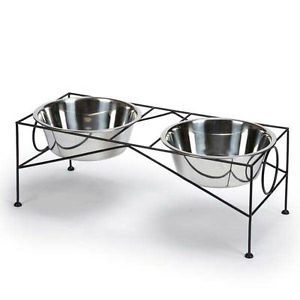 ProSelect Classic Metal Raised Elevated Dog Pet Diner Food Water 2 Bowls Dishes
