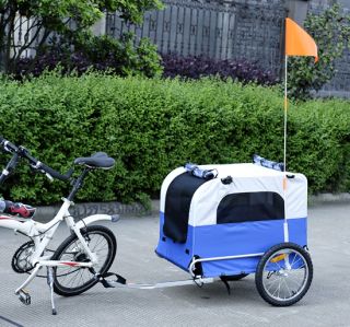 New Pet Cat Transport Carrier Stroller Bike Bicycle Dog Trailer Blue White